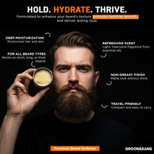 Load image into Gallery viewer, Groomarang Softening Beard Balm 60ml - Enriched with Sweet Almond Oil, Jojoba, Limonene &amp; Linalool