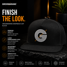Load image into Gallery viewer, Groomarang Snapback Cap With Large Embroidered Logo - Black