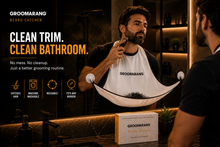 Load image into Gallery viewer, Groomarang Beard Hair Catcher Beard Cape - Trim Your Beard, Not Your Time!