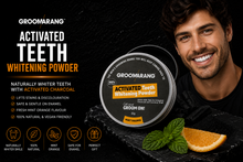 Load image into Gallery viewer, Groomarang Teeth Whitening Powder - Activated Charcoal &amp; Coconut Shell in Mint Orange