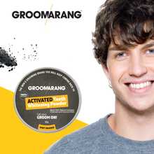 Load image into Gallery viewer, Groomarang Teeth Whitening Powder - Activated Charcoal &amp; Coconut Shell in Mint Orange