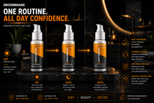 Load image into Gallery viewer, Premium Groomarang 24/7 Facial Skincare Gift Set | Complete Men's Day, Night &amp; Detox Skincare Routine (3 x 30ml)