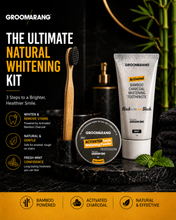 Load image into Gallery viewer, Groomarang Charcoal Teeth Whitening Kit - Toothbrush Charcoal Powder &amp; Toothpaste | FREE Postage