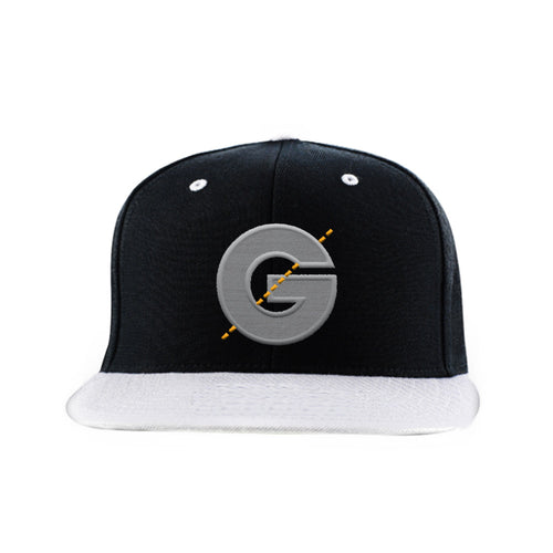 Groomarang Black & Grey Contrast Snapback Cap With Large Embroidered Logo