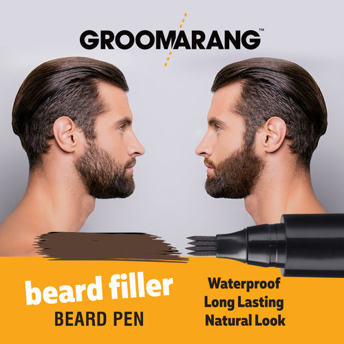 Groomarang ‘Beard Filler’ Beard Pen and Brush – Perfect for Patchy Beards and Adding Depth